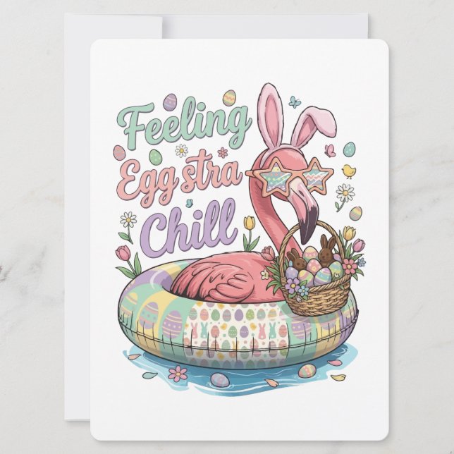 Flamingo de Páscoa Engraçado Sentindo-se Eggstra L (Frente)