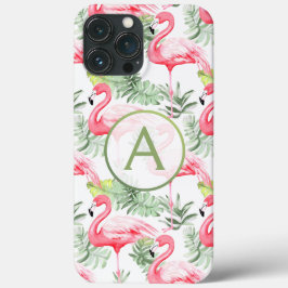 Flamingo e Folhas Tropicais Coloridas P & Monogram
