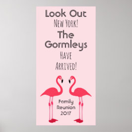 Flamingo Family Reunion Pink Poster Cute