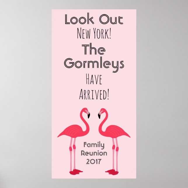 Flamingo Family Reunion Pink Poster Cute (Frente)