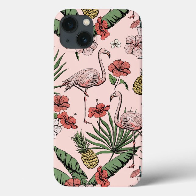 Flamingo Floral Havaiano Rosa Bege (Verso)
