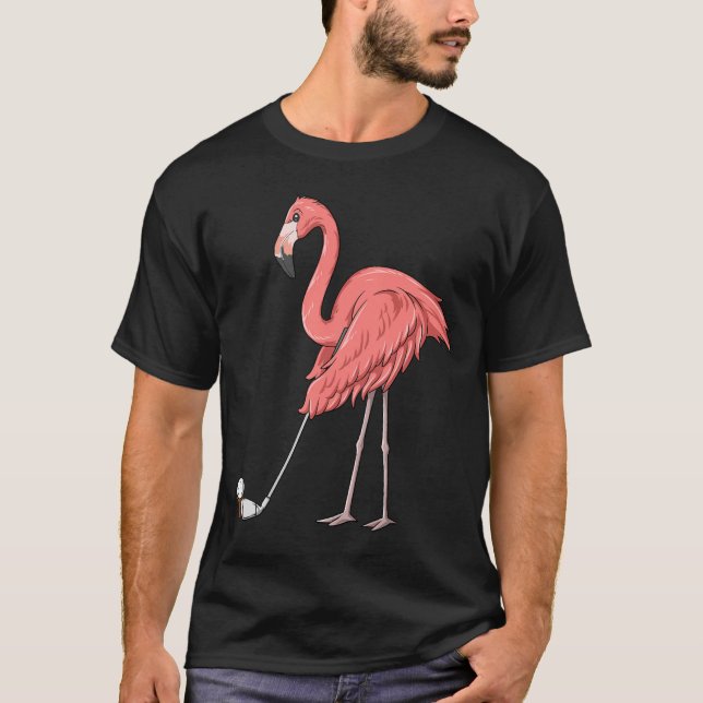 Flamingo Golf Flamingo Jogando Golfe T-Shirt (Frente)