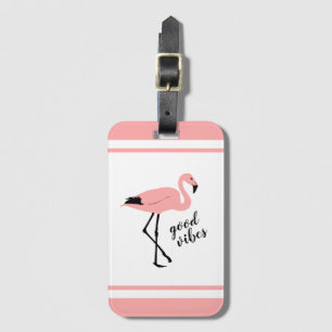 Flamingo Good Vibes, preto-rosa, Tag de Bagagem de