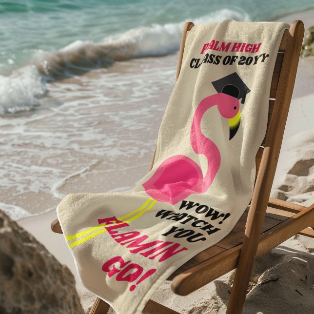 Flamingo Graduação Toalha de Praia Personalizada (Criador carregado)