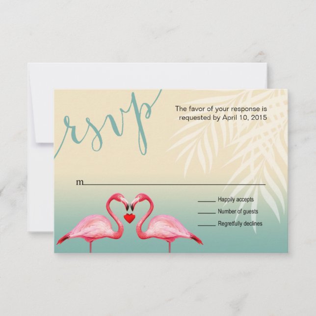 Flamingo Heart Kiss RSVP | azul-menta (Frente)
