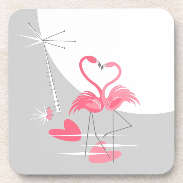 Flamingo Love Large Moon porta copos coroa (Frente)