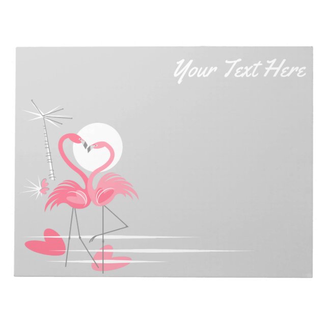 Flamingo Love Side Text, bloco de notas horizontal (Frente)
