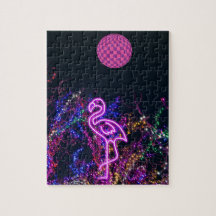 Flamingo na festa de dança. quebra-cabeça de quebr