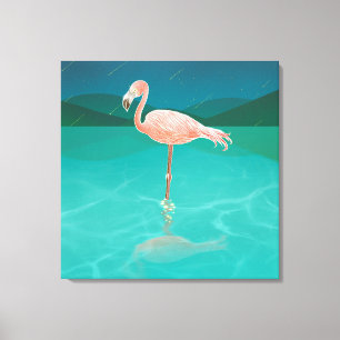FLAMINGO NA IMPRESSÃO DE ARTE NOTURNA CANVAS