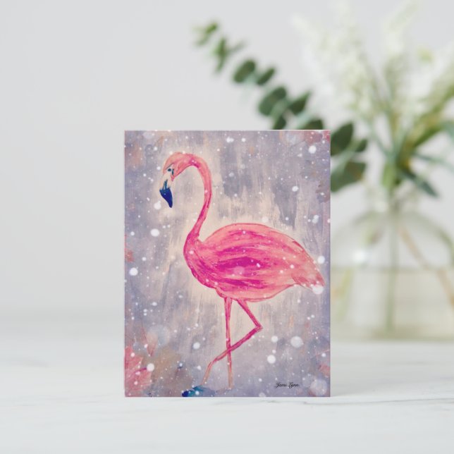 Flamingo Painting Greeting Card Personalize-o (Em pé/Frente)