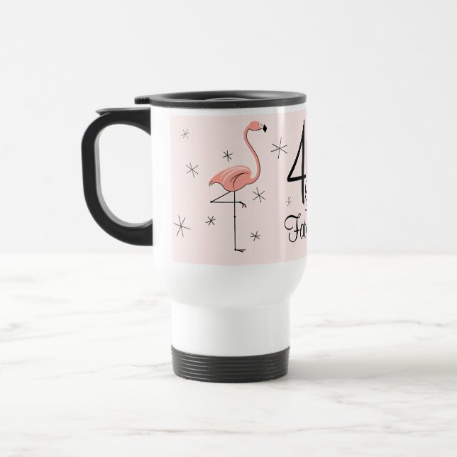 Flamingo Pink '40 e Fabuloso!' caneca de viagem (Esquerda)