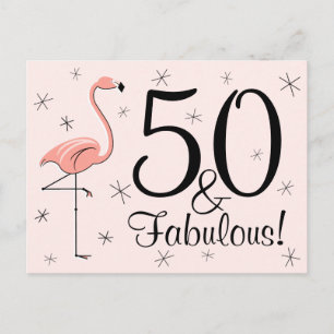 Flamingo Pink "50 e Fabuloso!" cartão postal