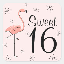 Flamingo Pink Sweet 16 adesivo quadrado