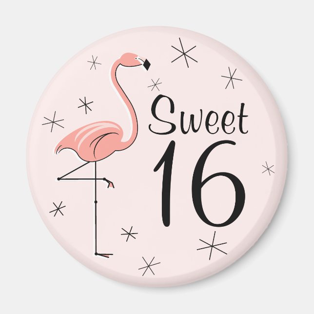 Flamingo Pink Sweet 16 íman (Frente)