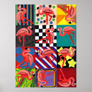 Flamingo Portrait Abstrato Art Impressão