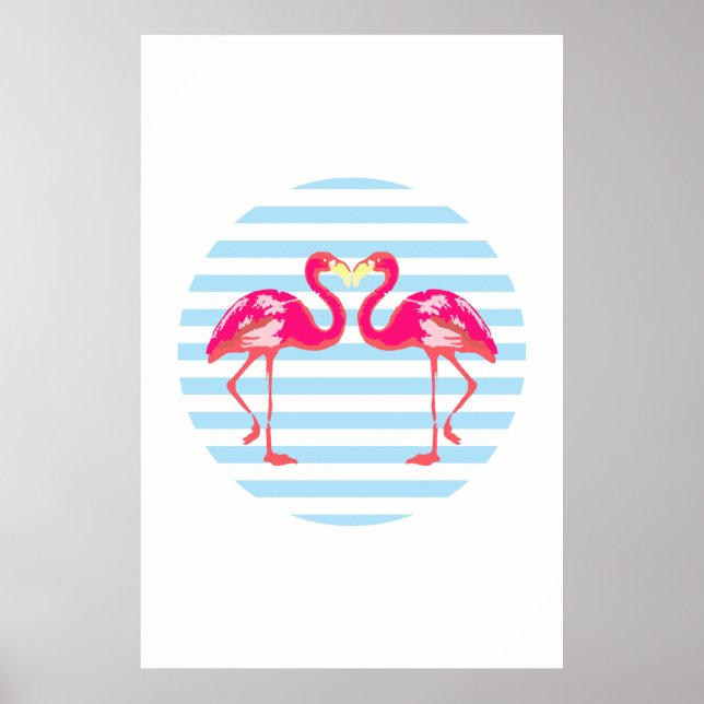 Flamingo, poster de aves, cores de verão, (Frente)