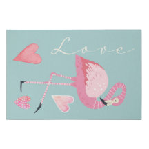 Flamingo Rosa Amor Falso Canvas Enrolado