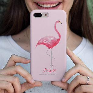 Flamingo Rosa Aquarela Pássaro da Floresta Tropica