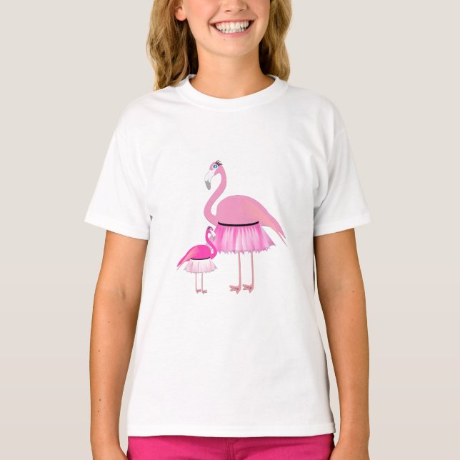 Flamingo Rosa - Camisa Básica Para Meninas (Frente)