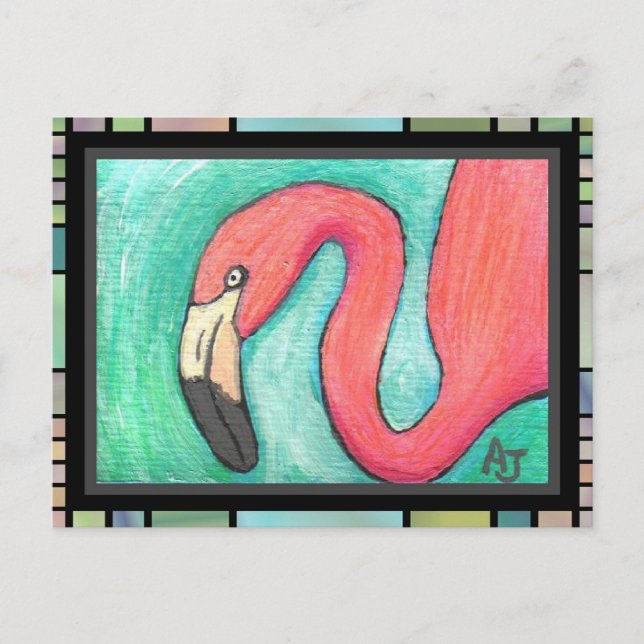 Flamingo rosa - cartão postal artístico (2) (Frente)
