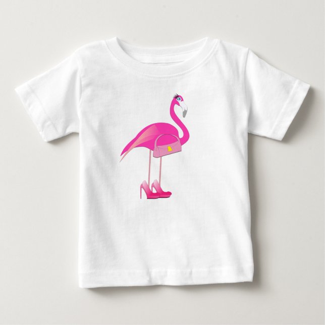 Flamingo rosa -  de camiseta do Baby Fine Jersey (Frente)