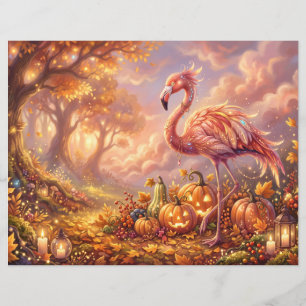 Flamingo Rosa Fantasia de Outono e Halloween