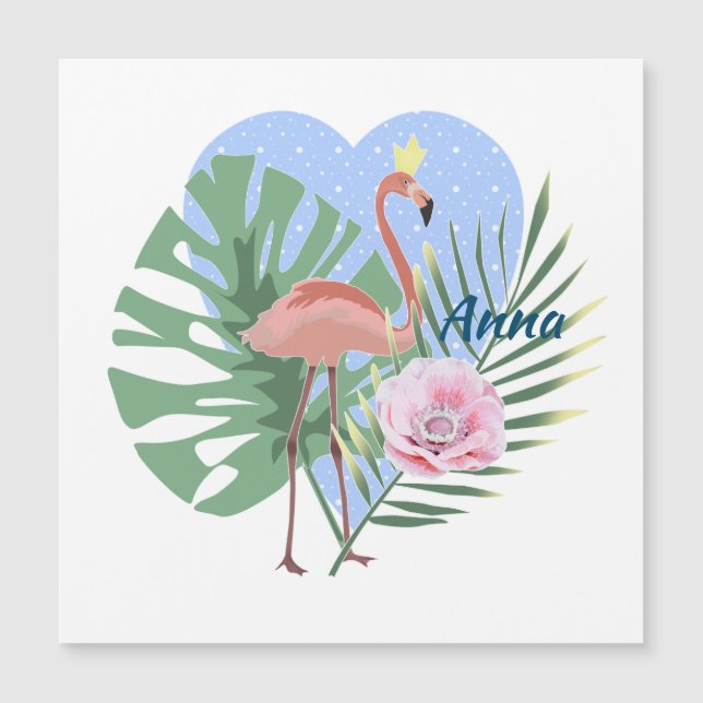Flamingo Rosa folha tropical de palmeira (Frente)