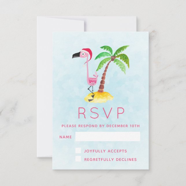 Flamingo rosa na RSVP Santa Hat (Frente)