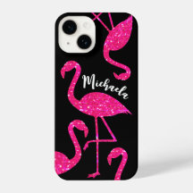Flamingo rosa neon brilho lantejoulas Personalize