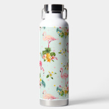 Flamingo Rosa Tropical e Padrão Floral