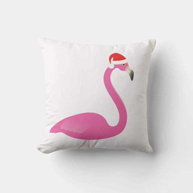 Flamingo Santa em Almofada Exterior Branca (Frente)