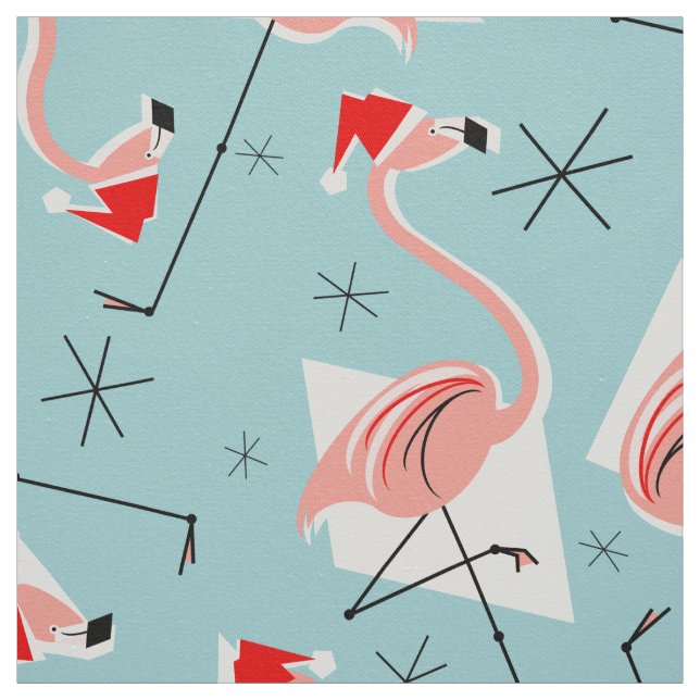 Flamingo Santas tecido de padrão multigrande azul (Modelo)