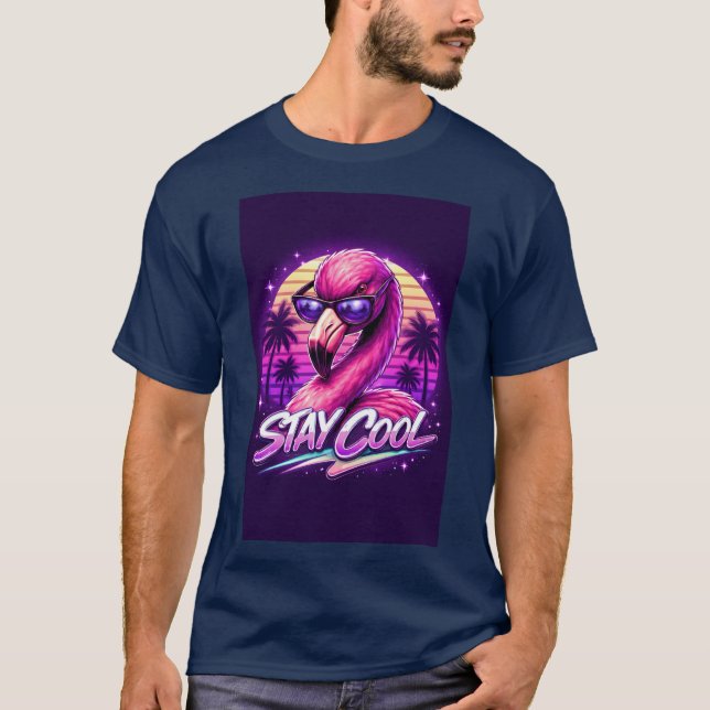 Flamingo Sunglasses Minimalist Design T-Shirt Funn (Frente)