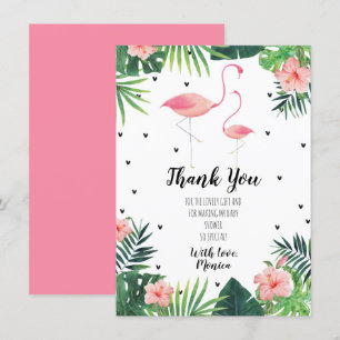 Flamingo Themed Chá de fraldas Cartões de agradeci