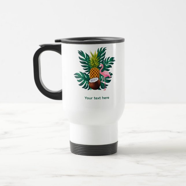 Flamingo Tropical - Caneca de Viagem Personalizada (Esquerda)