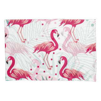 Flamingo tropical e folhas, padrão de verão.