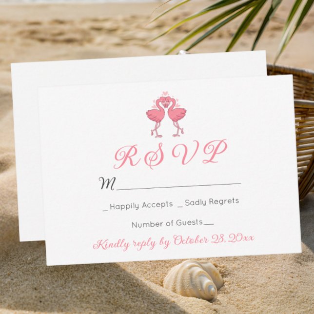 Flamingo Tropical Hawaiian Luau Beach Wedding RSVP (Criador carregado)