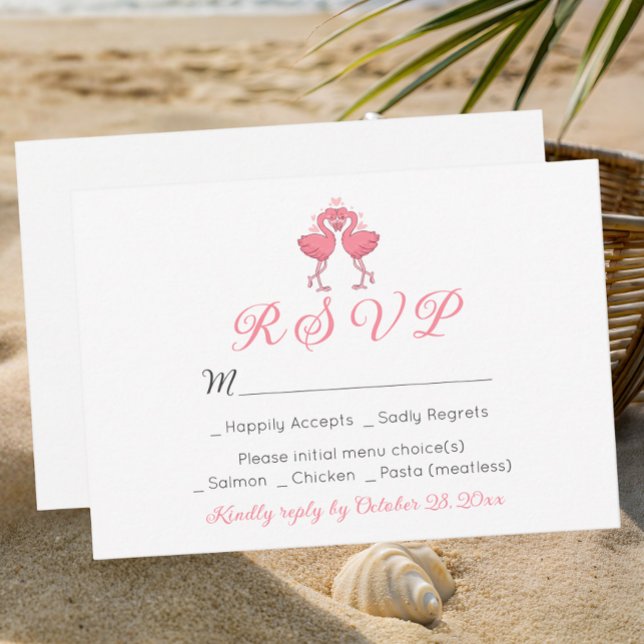 Flamingo Tropical Hawaiian Luau Beach Wedding RSVP (Criador carregado)