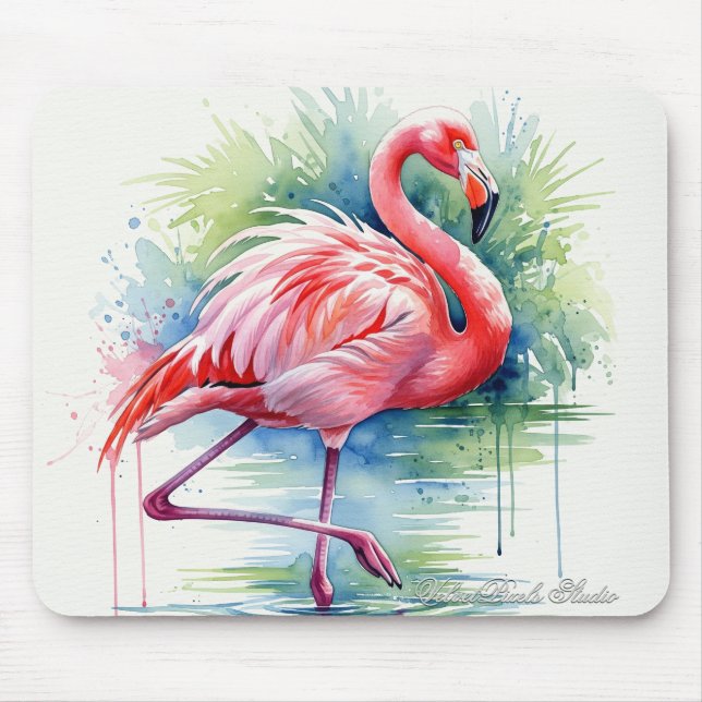 Flamingo Watercolor Mousepad (Frente)