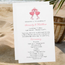 Flamingo Wedding Program Tropical Hawaiian Beach