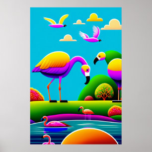 Flamingoes - Canvas de Arte Impressão