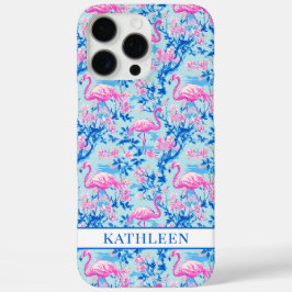 Flamingos com Flores Cor-de-Rosa Monogramadas