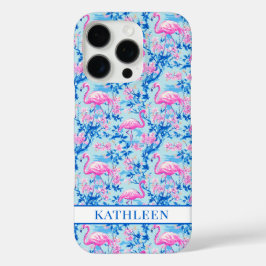 Flamingos com Flores Rosas Monogramadas