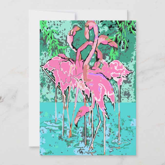 Flamingos cor-de-rosa Abstrato 5x7 Convites Pássar (Frente)