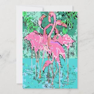 Flamingos cor-de-rosa Abstrato 5x7 Convites Pássar