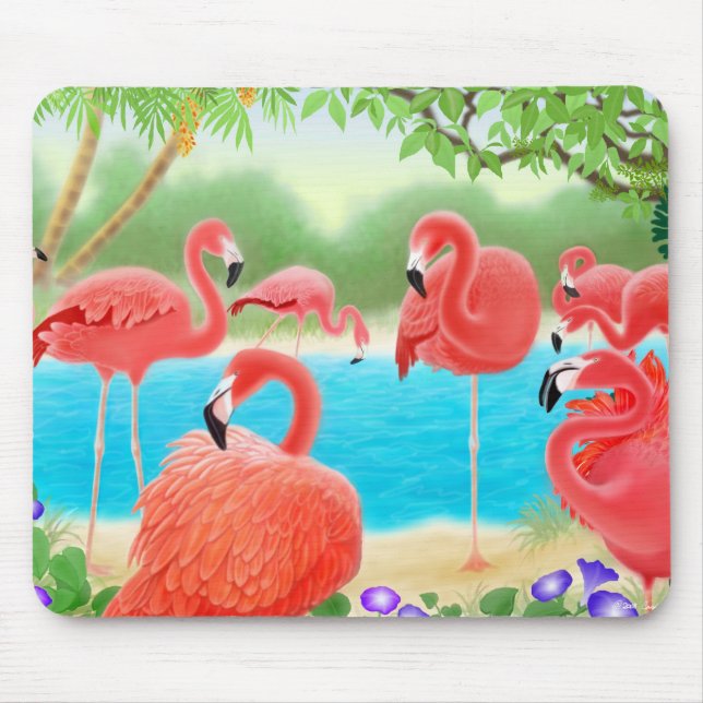Flamingos cor-de-rosa das caraíbas Mousepad (Frente)