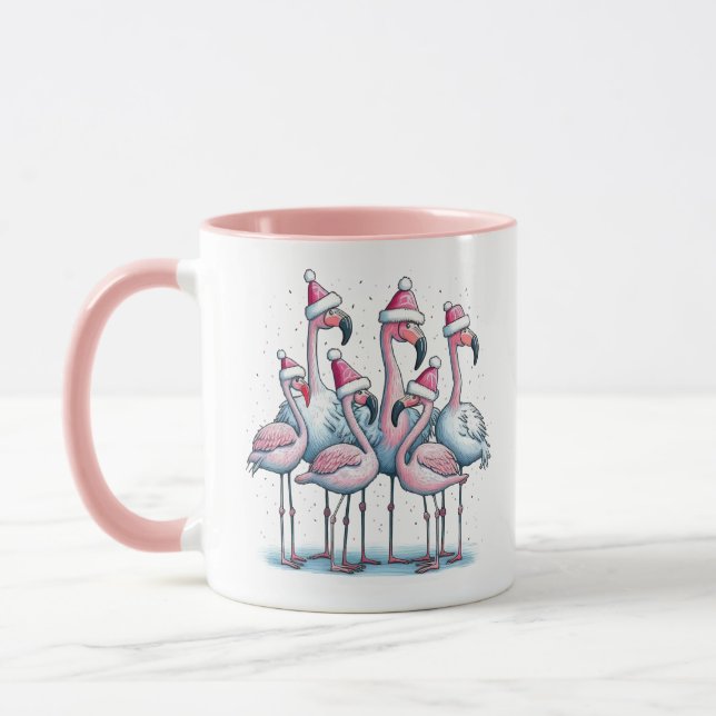 Flamingos cor-de-rosa, de café, caneca (Esquerda)