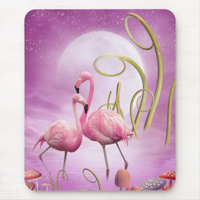 Flamingos cor-de-rosa lunáticos Mousepad (Frente)