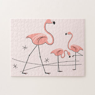 Flamingos cor-de-rosa Trio 2 quebra-cabeça