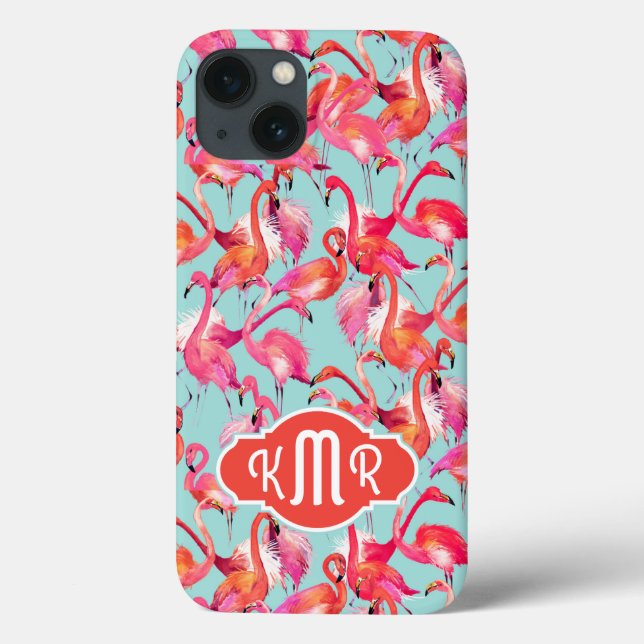 Flamingos de Aquarela Coletados | Monograma (Verso)